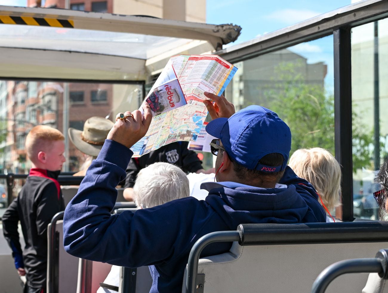 A guide with a small group on a New York street